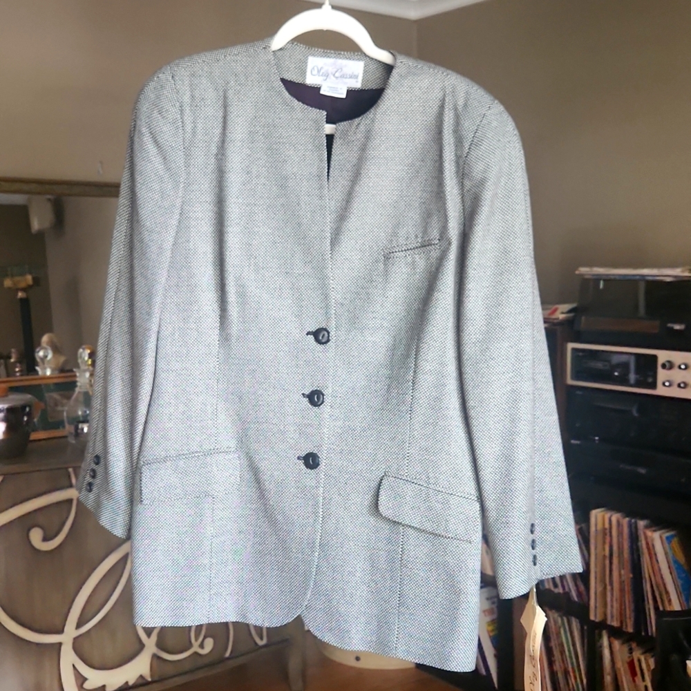 NWT vintage Olga Cassin twead jacket 12 button  Bloomingdale's $128